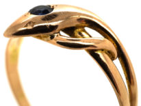 Edwardian 15ct Gold Snake Ring set with a Sapphire