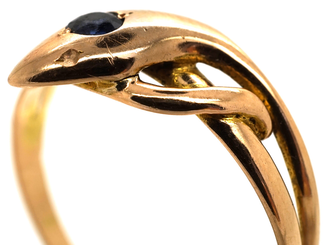 Edwardian 15ct Gold Snake Ring set with a Sapphire (696L) | The Antique ...