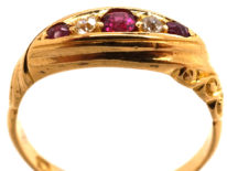 Edwardian 18ct Gold, Ruby & Diamond  Five Stone Ring