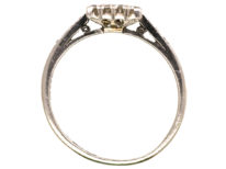 Art Deco Platinum & Diamond Rectangular Ring with Diamond Set Shoulders