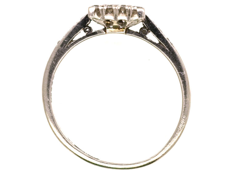 Art Deco Platinum & Diamond Rectangular Ring with Diamond Set Shoulders