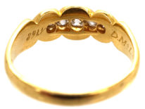 Edwardian 18ct Gold Five Stone Diamond Ring with Scalloped Edge