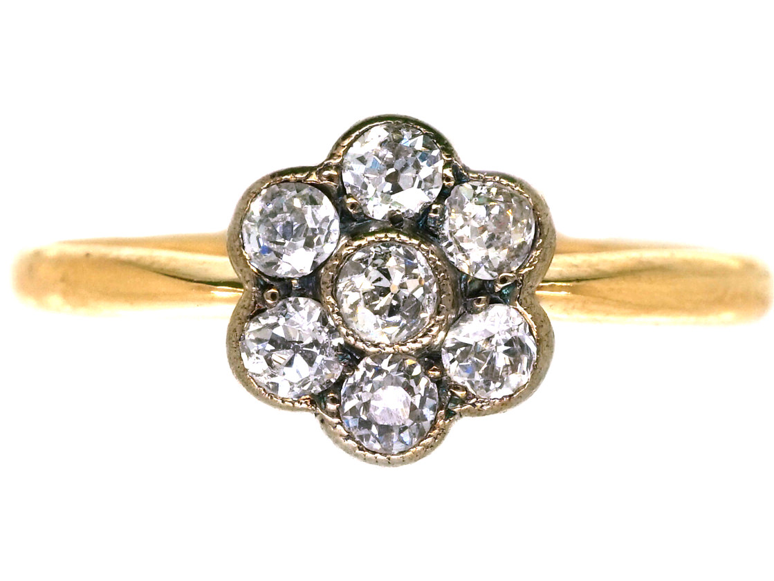 Edwardian 18ct Gold & Platinum, Diamond Cluster Ring (840L) | The ...