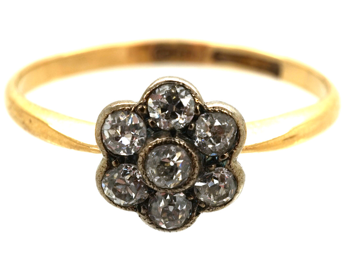 Edwardian 18ct Gold & Platinum, Diamond Cluster Ring (840L) | The ...