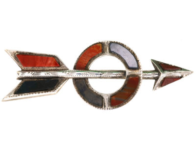 Scottish Silver, Jasper & Bloodstone Arrow & Target Brooch