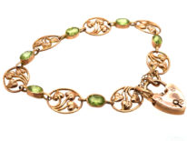 Art Nouveau 9ct Gold & Peridot Bracelet