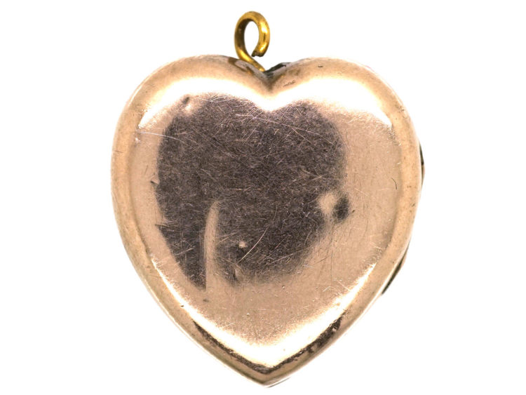 Edwardian 9ct Back & Front Heart Shaped Locket set with a Rose Diamond