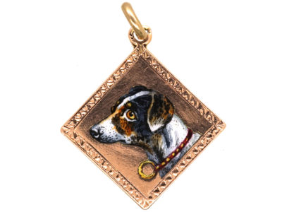 Edwardian 15ct Gold & Enamelled “Jack Russell” Pendant
