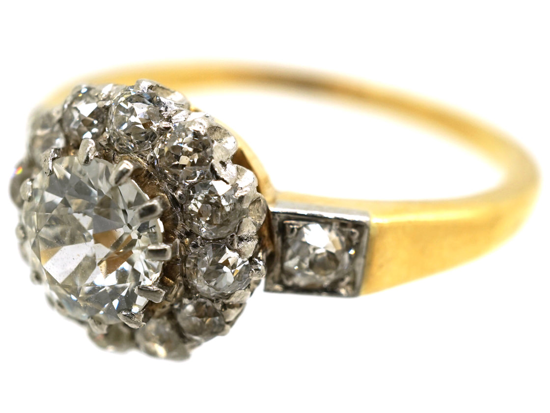 Edwardian 18ct Gold & Diamond Cluster Ring (876L) | The Antique ...