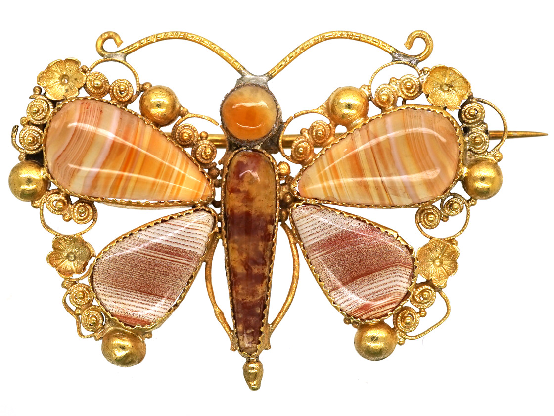 antique gold butterfly brooch