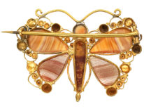 Regency 18ct Gold & Agate Butterfly Brooch