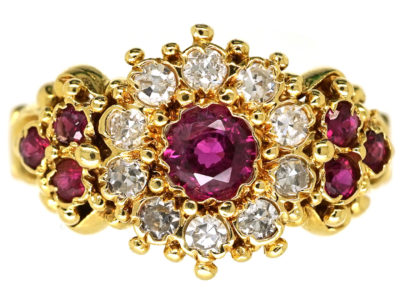 18ct Gold, Ruby & Diamond Cluster Ring