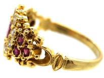 18ct Gold, Ruby & Diamond Cluster Ring