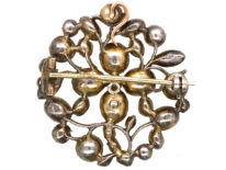 Georgian Silver & Flat Cut Almandine Garnet Flower Brooch/ Pendant