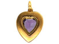 Edwardian 15ct Gold & Amethyst Heart Shaped Pendant