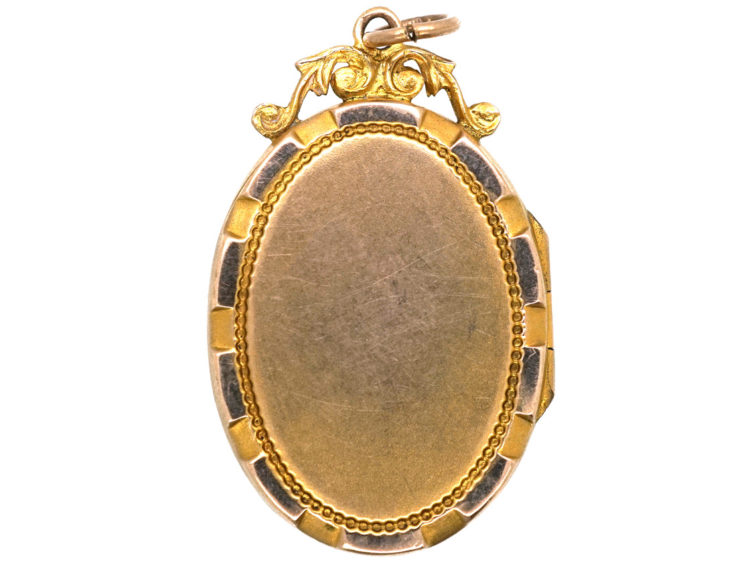 Edwardian 9ct Back & Front Oval Locket with Bow Motif