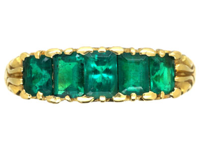 18ct Gold Five Stone Emerald Ring