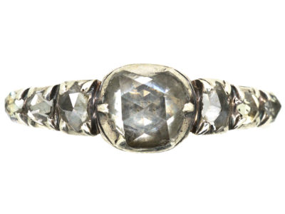Georgian 18ct Gold, Silver & Rose Diamond Ring