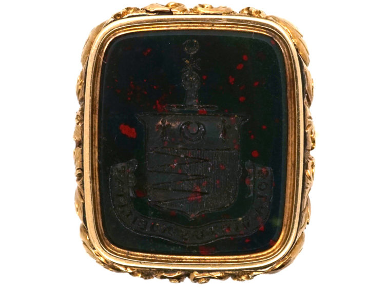 Large Georgian Seal with Bloodstone Crest Intaglio for the Henderson Clan