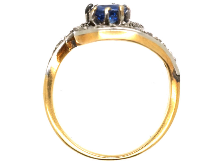 Belle Epoque 18ct Gold, Sapphire & Rose Diamond Swirl Ring