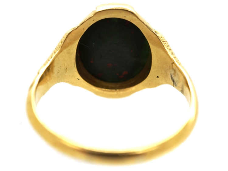 Victorian 18ct Gold & Bloodstone Crest Intaglio Signet Ring