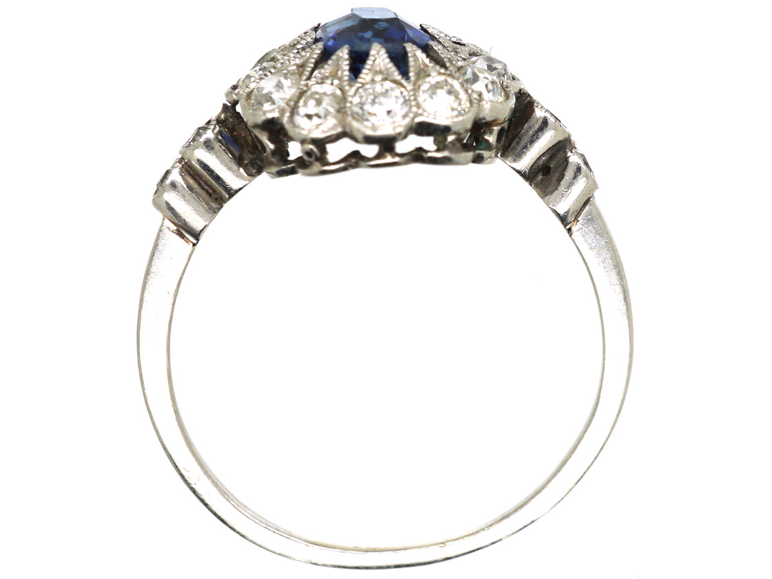 Edwardian Platinum, Sapphire & Diamond Cluster Ring (962L) | The ...