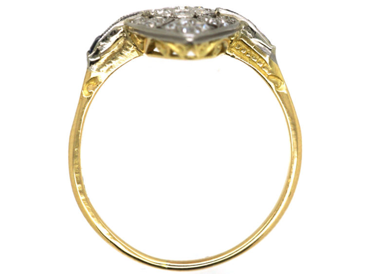 Edwardian 18ct Gold & Platinum, Sapphire & Diamond Marquise Ring