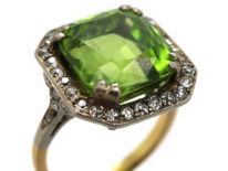 Art Deco 18ct Gold, Platinum & Peridot & Diamond Ring