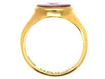 18ct Gold & Carnelian Signet Ring with Stag Intaglio