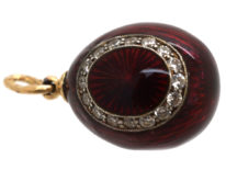 Red Enamel & Diamond Egg Pendant