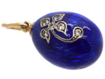 Austrian 14ct Gold & Blue Enamel & Diamond Egg Pendant