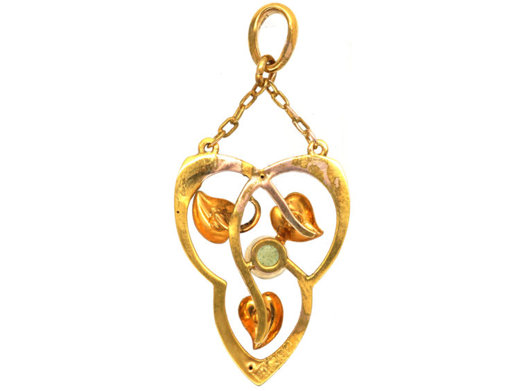 Art Nouveau 9ct Gold & Peridot Pendant by Barnett Henry Joseph