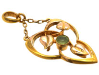 Art Nouveau 9ct Gold & Peridot Pendant by Barnett Henry Joseph
