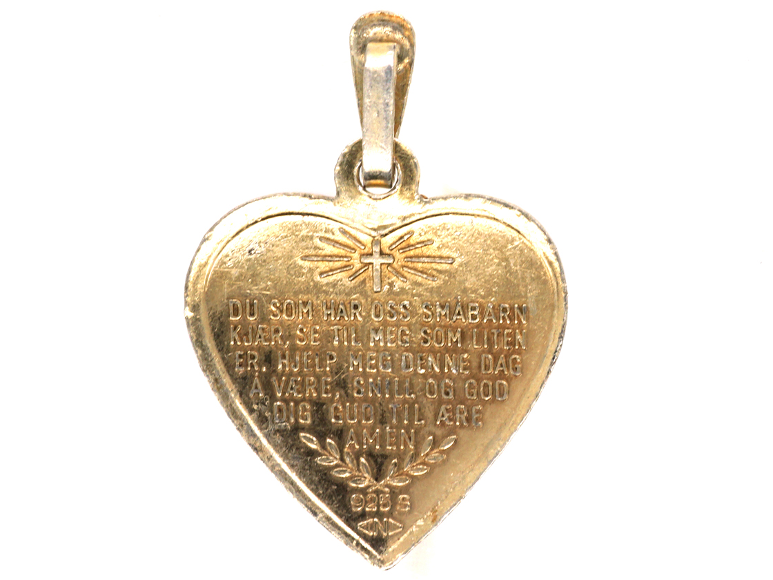 Silver Gilt & Blue Enamel Heart Pendant (2M) The Antique Jewellery