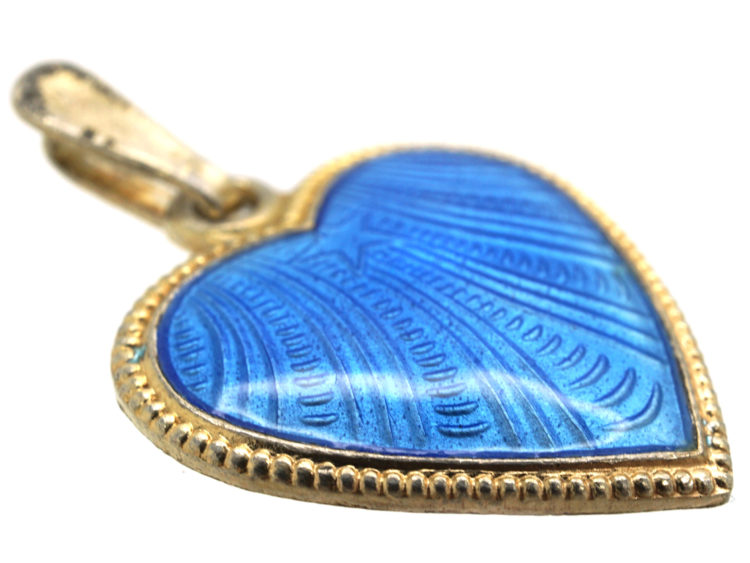Silver Gilt & Blue Enamel Heart Pendant