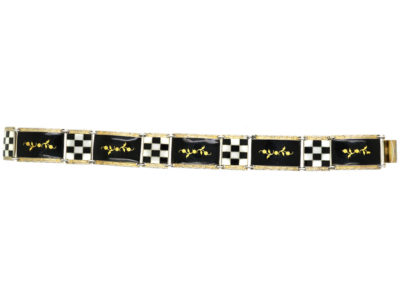 Norwegian Silver Gilt & White & Black Enamel Bracelet