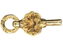 Regency Gold Cased Watch Key with Shell Motif