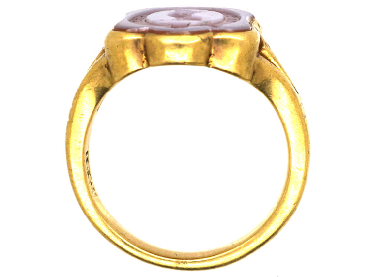 Victorian 18ct Gold & Carnelian Signet Ring with Cockerel Intaglio