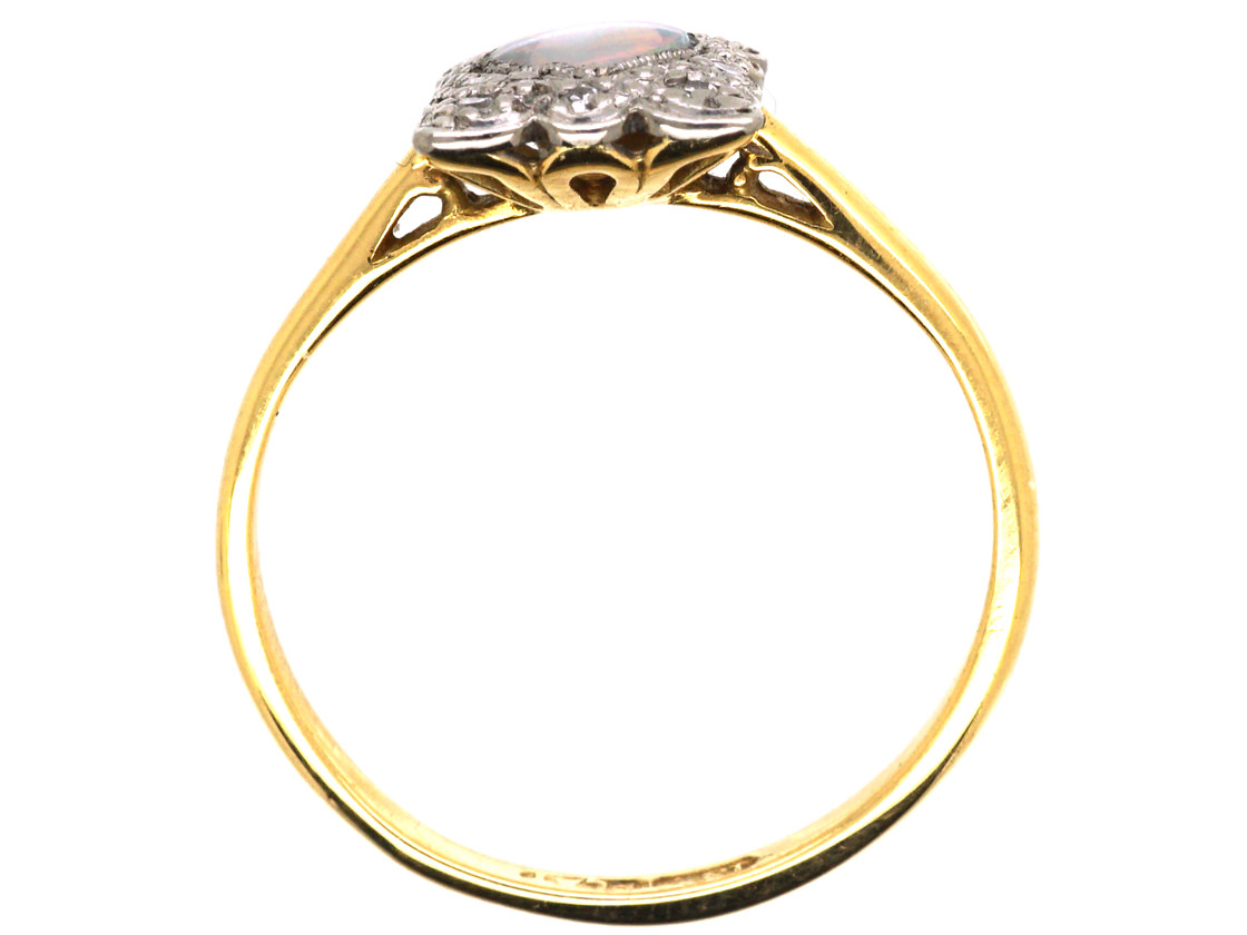 Edwardian 18ct Gold, Platinum, Heart Shaped Opal & Diamond Ring (937L ...