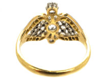Edwardian 18ct Gold & Platinum, Three Stone Diamond Ornate Ring
