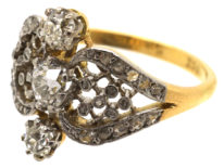 Edwardian 18ct Gold & Platinum, Three Stone Diamond Ornate Ring