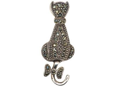 Silver & Marcasite Cat Brooch