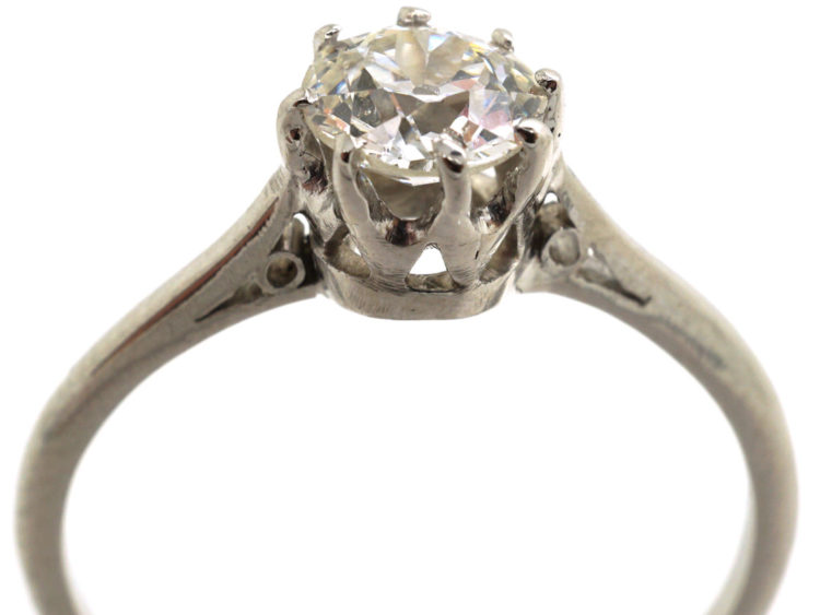 Art Deco 18ct White Gold Diamond Solitaire Ring