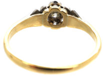 Edwardian 18ct Gold & Platinum, Diamond Cluster Ring with Diamond Set Shoulders