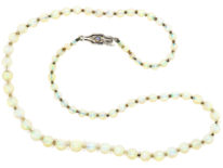 Edwardian Graduated Opal Bead Necklace with 9ct White Gold Clasp