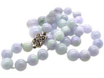 Lavender Jade Bead Necklace With 18ct White Gold & Diamond Clasp