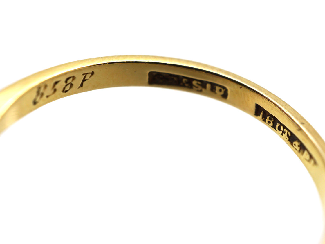 Art Deco 18ct Gold & Platinum, Emerald & Diamond Square Ring (65M ...