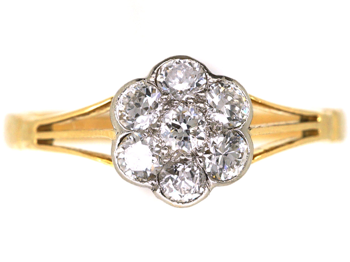 Edwardian 18ct Gold & Platinum, Diamond Cluster Ring (71M) | The ...