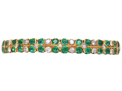 Edwardian 18ct Gold, Diamond & Emerald Bangle