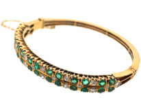 Edwardian 18ct Gold, Diamond & Emerald Bangle